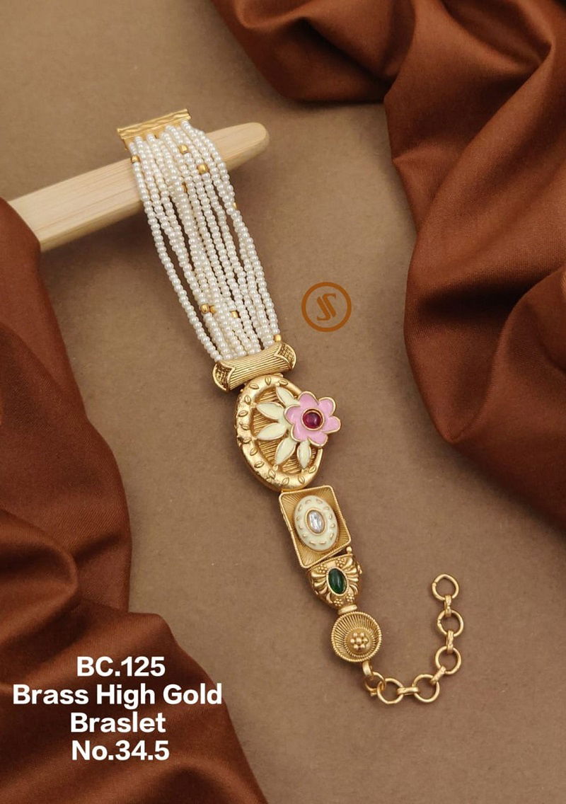 BC11 Brass High Gold Plated Mina Colour Bracelets Wholesale Shop In Surat
